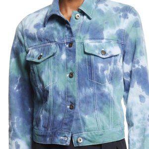 NWT PHILLIP LIM Blue Aquarelle Dye Denim Jean Jacket Sz 0